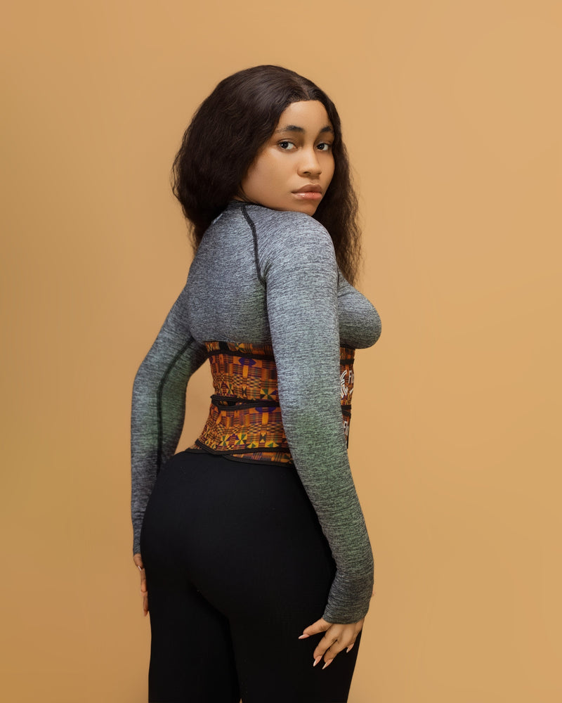 DETACHABLE ASHANTE PATTERNED WAIST TRAINER ZIP - FloxyLuxe